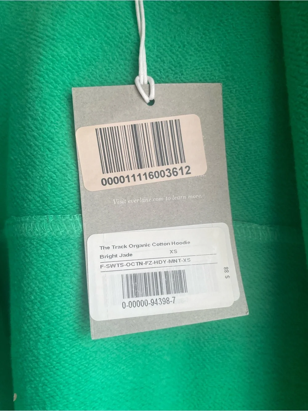 New Everlane Green Full Zip V-Neck Hooded Sweater Size XS - Picture 9 of 13
